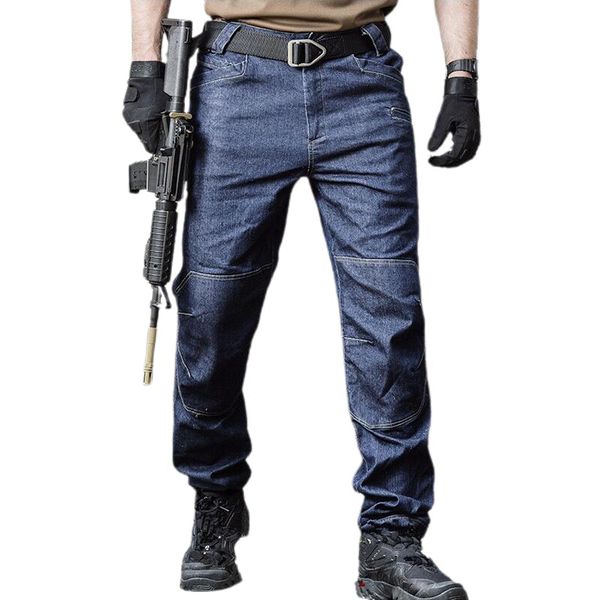 men's jeans tactical men multi pockets denim pants male combat military menstrousers casual pant pantalones hombre spring summer 230131, Blue
men's jeans tactical men multi pockets denim pants male combat military menstrousers casual pant pantalones hombre spring summer 230131, Blue