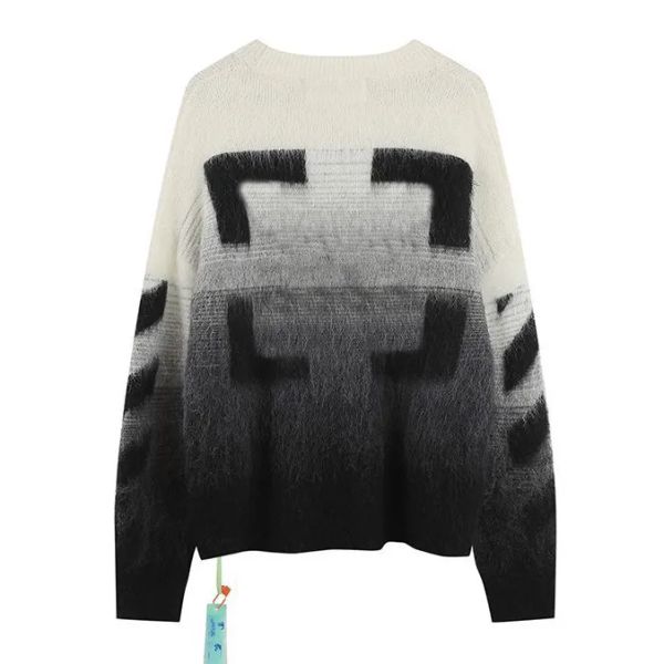 2022 high-end sweater men's and women's couple winter gradient arrow oversize loose sweater, White;black
2022 high-end sweater men's and women's couple winter gradient arrow oversize loose sweater, White;black