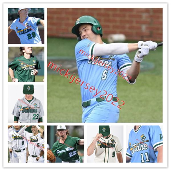 

tulane green wave baseball jersey brayden morrow jacob laprairie seth beckstead frankie niemann custom stitched mens youth brennan lambert t, Black