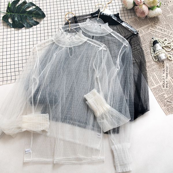 women's tshirt women embroidery lantern sleeve pullover lace voile basic shirt lady autumn winter slim ruffled mesh gauze blouse 23013, White
women's tshirt women embroidery lantern sleeve pullover lace voile basic shirt lady autumn winter slim ruffled mesh gauze blouse 23013, White