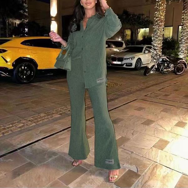 women's tracksuits casual shirt pleated two piece set solid loose high waist wide leg pants suit elegant office ladies female outfits 2, Gray
women's tracksuits casual shirt pleated two piece set solid loose high waist wide leg pants suit elegant office ladies female outfits 2, Gray