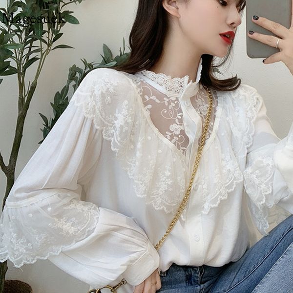women's tshirt fashion ruffle lace stitching blouses women korean stand collar ladies vintage shirts sweet loose clothes blusas 11335, White
women's tshirt fashion ruffle lace stitching blouses women korean stand collar ladies vintage shirts sweet loose clothes blusas 11335, White