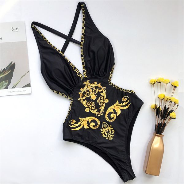 hollow bikini v neck swimsuits womens one piece swimsuit retro pattern swimwear for women, White;black
hollow bikini v neck swimsuits womens one piece swimsuit retro pattern swimwear for women, White;black
