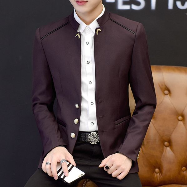 men's suits blazers spring men's stand collar casual suit youth fashion solid color stitching three button mens blazer 230130, White;black
men's suits blazers spring men's stand collar casual suit youth fashion solid color stitching three button mens blazer 230130, White;black