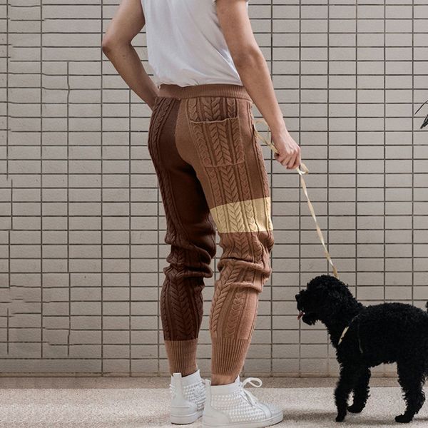 men's pants knitted autumn winter color matching acrylic trousers casual men warm drawstring hk 230131, Black
men's pants knitted autumn winter color matching acrylic trousers casual men warm drawstring hk 230131, Black