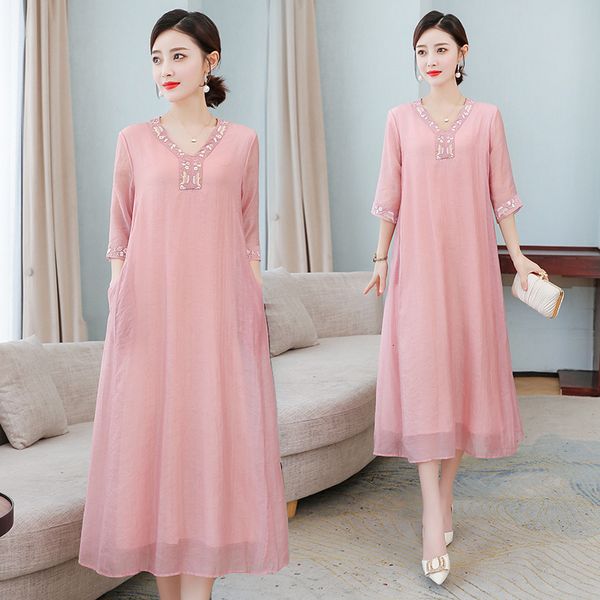 casual dresses cotton embroidery loose large hem women's dress simple korean stitching threequarter sleeve women clothes 230130, Black;gray
casual dresses cotton embroidery loose large hem women's dress simple korean stitching threequarter sleeve women clothes 230130, Black;gray