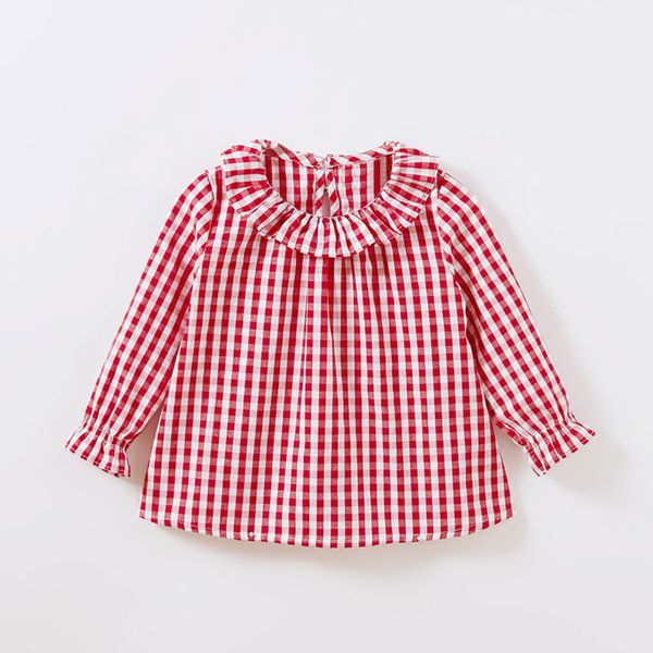 kids shirts spring baby girls blouses kids peter pan collar cotton shirt girls long sleeve plaid shirt clothes girl 3 designs 230130, White;black