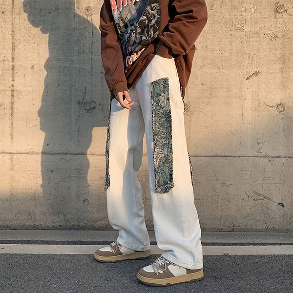 men's jeans fewq street stylish patchwork male straight casual wide leg denim trousers stitching color 2023 spring 24b833 230131, Blue
men's jeans fewq street stylish patchwork male straight casual wide leg denim trousers stitching color 2023 spring 24b833 230131, Blue