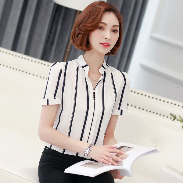 women's tshirt shortsleeved chiffon blouse women summer vcollar loose fashionable printed bottom shirt office ladies work clothing h902, White
women's tshirt shortsleeved chiffon blouse women summer vcollar loose fashionable printed bottom shirt office ladies work clothing h902, White
