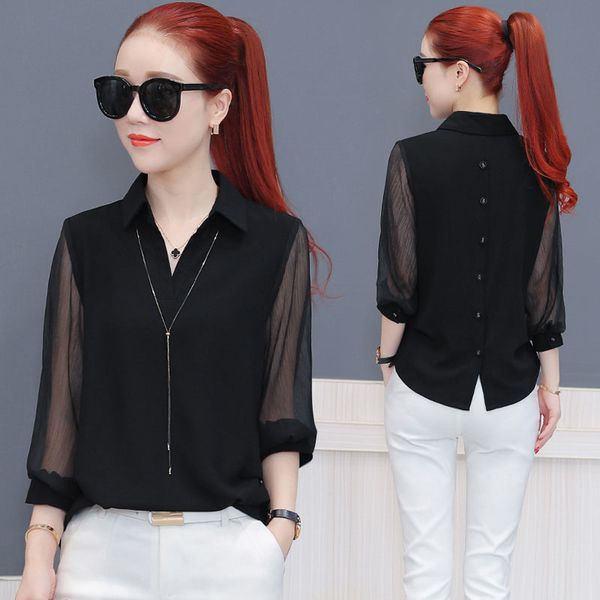 women's tshirt spring summer women mesh patchwork chiffon blouses female long lantern sleeve shirts through out blusas 230131, White
women's tshirt spring summer women mesh patchwork chiffon blouses female long lantern sleeve shirts through out blusas 230131, White