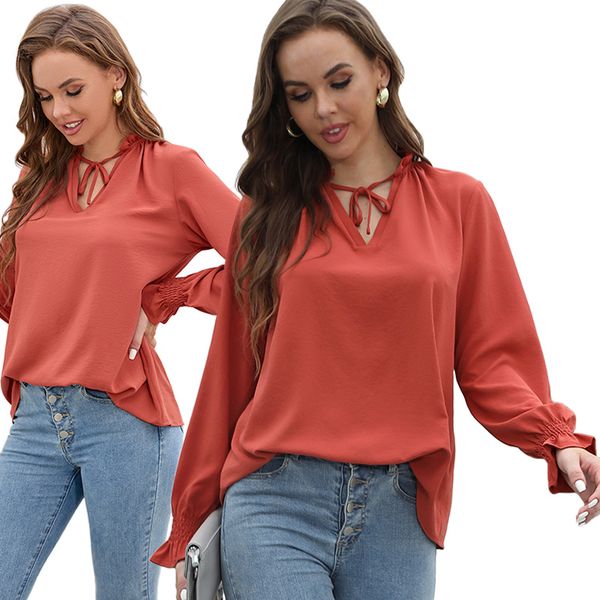 new womens blouses designer casual loose long sleeve printing chiffon clothing plus size v-neck lace up for women multiple color options, White
new womens blouses designer casual loose long sleeve printing chiffon clothing plus size v-neck lace up for women multiple color options, White