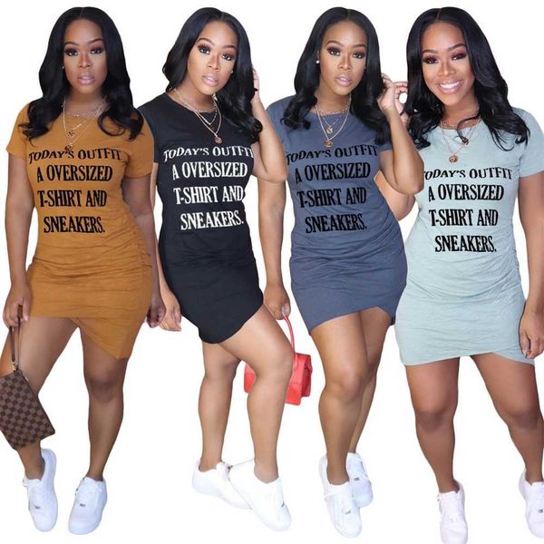 designer 2023 new summer women dresses slim solid short sleeve letter printed pleated split dress 4 colours, Black;gray
designer 2023 new summer women dresses slim solid short sleeve letter printed pleated split dress 4 colours, Black;gray