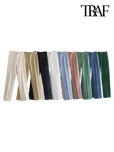 women's pants capris traf women chic fashion office wear straight vintage high waist zipper fly female trousers mujer 230131, Black;white
women's pants capris traf women chic fashion office wear straight vintage high waist zipper fly female trousers mujer 230131, Black;white