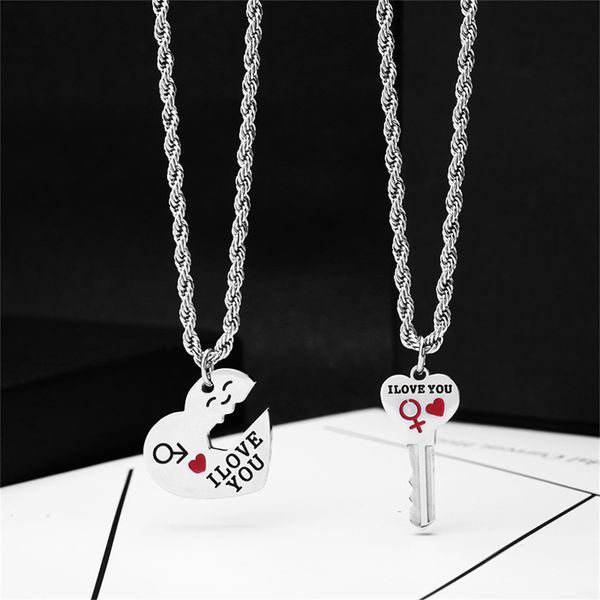 couple necklace heart key locket dad mom love you splicing pendant necklace friends family lovers jewelry gift, Silver
couple necklace heart key locket dad mom love you splicing pendant necklace friends family lovers jewelry gift, Silver