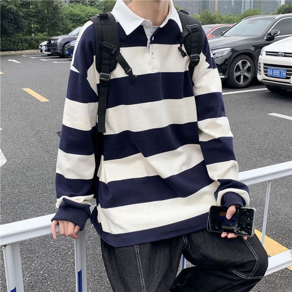 men's polos autumn striped hit color long sleeve men polo tshirts fashion branded blue white yellow black japanese streetwear plus size, White;black
men's polos autumn striped hit color long sleeve men polo tshirts fashion branded blue white yellow black japanese streetwear plus size, White;black