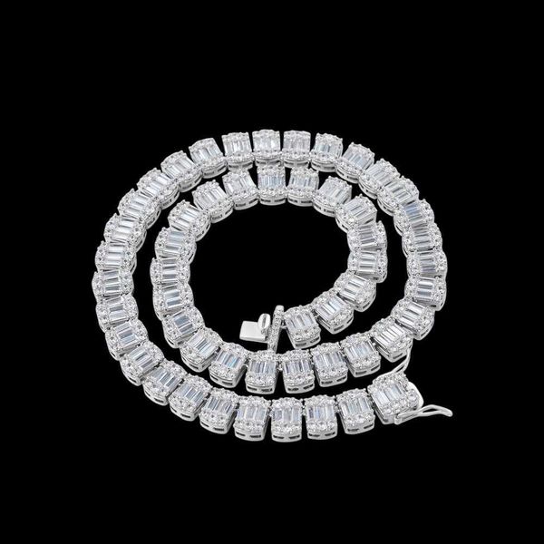10k gold rainbow bling 10mm center stone baguette womens tennis name chain necklace, Silver
10k gold rainbow bling 10mm center stone baguette womens tennis name chain necklace, Silver