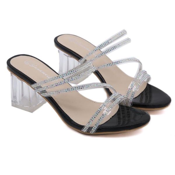 slippers woman 2023 shoes spring summer fashion transparent rhinestone crystal thick heels sandals prom women luxury, Black
slippers woman 2023 shoes spring summer fashion transparent rhinestone crystal thick heels sandals prom women luxury, Black