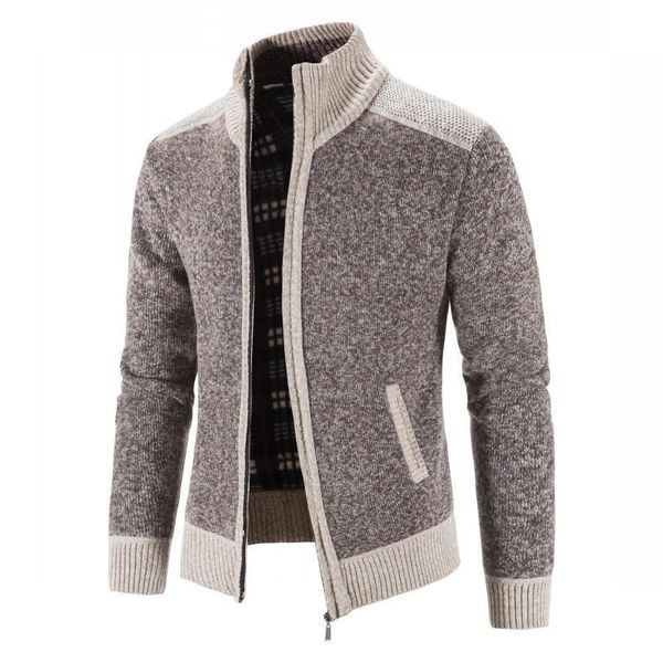 men's sweaters coat fashion patchwork cardigan knitted jacket slim fit stand collar thick warm coats 230131, White;black
men's sweaters coat fashion patchwork cardigan knitted jacket slim fit stand collar thick warm coats 230131, White;black