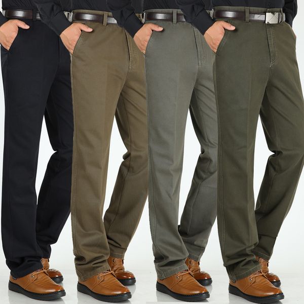 men's pants business cotton casual men 2023 classic style straight loose high waist elastic thick trousers male brand clothes 230131, Black
men's pants business cotton casual men 2023 classic style straight loose high waist elastic thick trousers male brand clothes 230131, Black
