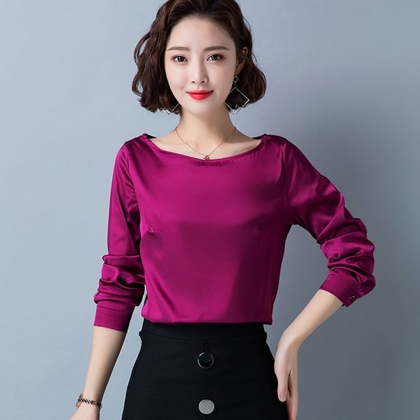 women's tshirt women shirt blouses long sleeve slash neck satin silk shirts casual elastic thin office ladies work female 230131, White
women's tshirt women shirt blouses long sleeve slash neck satin silk shirts casual elastic thin office ladies work female 230131, White