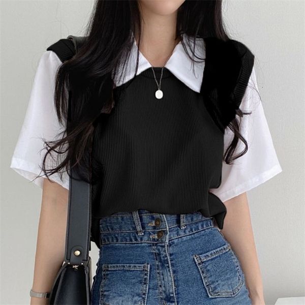 women's tshirt sweet vintage casual shirt turn down collar basic loose oversize short sleeve female women student shirts 230130, White
women's tshirt sweet vintage casual shirt turn down collar basic loose oversize short sleeve female women student shirts 230130, White