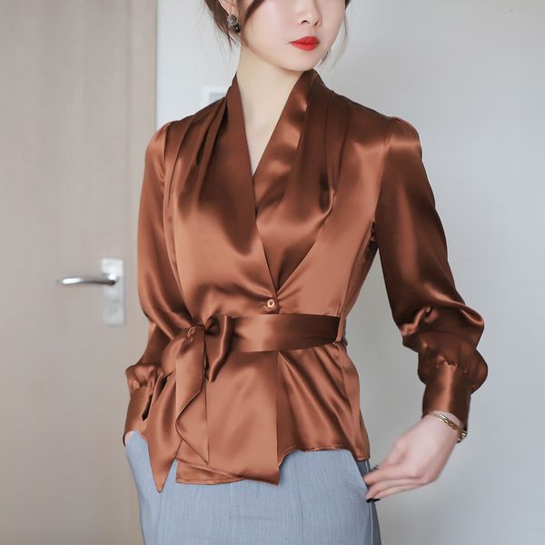women's tshirt spring summer blouse women long sleeve shirts fashion silk shirt with bow belt v neck office ladies work wear lx2613 23, White
women's tshirt spring summer blouse women long sleeve shirts fashion silk shirt with bow belt v neck office ladies work wear lx2613 23, White