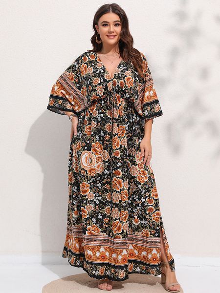 plus size dresses finjani size women retro floral print deep vneck split thigh high waist maxi 4xl 230130, Black
plus size dresses finjani size women retro floral print deep vneck split thigh high waist maxi 4xl 230130, Black