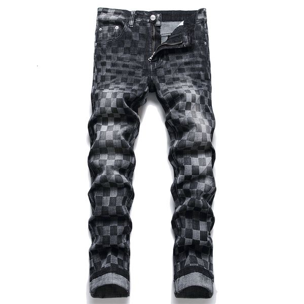 men's jeans autumn punk fashion checked cotton trousers midwaisted casual pencil pants 230131, Blue
men's jeans autumn punk fashion checked cotton trousers midwaisted casual pencil pants 230131, Blue