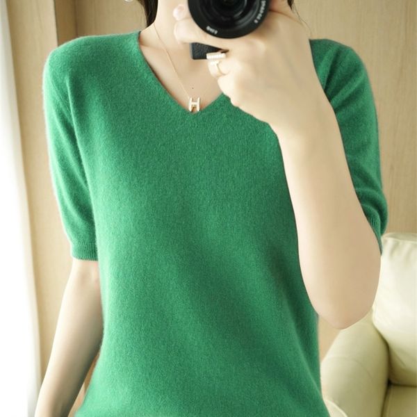 women's tshirt spring and summer shortsleeved women vneck slim cotton blend pullover vest tshirt knitted base casual knit sweater 23013, White
women's tshirt spring and summer shortsleeved women vneck slim cotton blend pullover vest tshirt knitted base casual knit sweater 23013, White