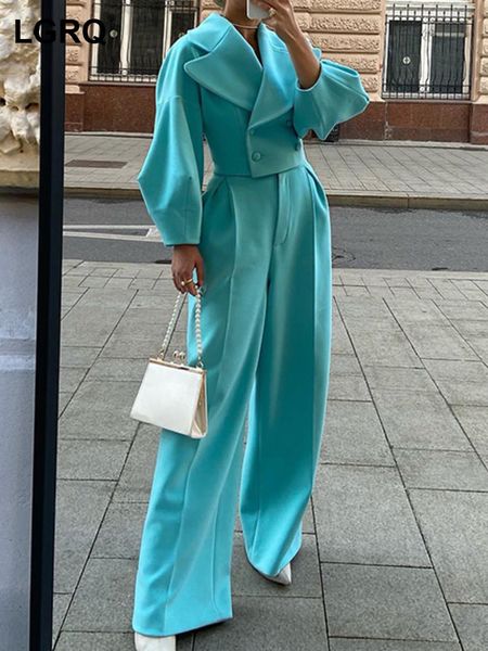 women's tracksuits lgrq 2023 autumn fashion 2 pcs set solid lantern sleeve slim high waist straight pants female 19j165h 230131, Gray
women's tracksuits lgrq 2023 autumn fashion 2 pcs set solid lantern sleeve slim high waist straight pants female 19j165h 230131, Gray