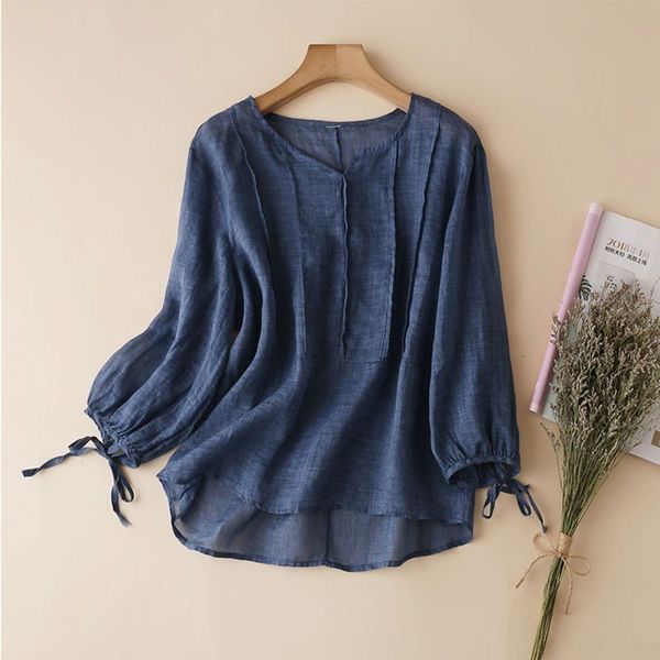women's tshirt spring summer arts style women 34 sleeve loose linen shirts allmatched casual vneck blouse femme high qualit v305 23013, White
women's tshirt spring summer arts style women 34 sleeve loose linen shirts allmatched casual vneck blouse femme high qualit v305 23013, White