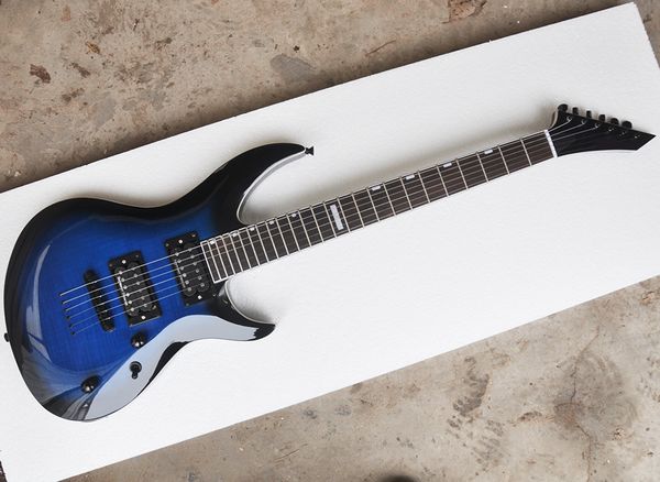 blue 6 strings electric guitar with rosewood fretboard 24 frets strings through body can be customized
blue 6 strings electric guitar with rosewood fretboard 24 frets strings through body can be customized