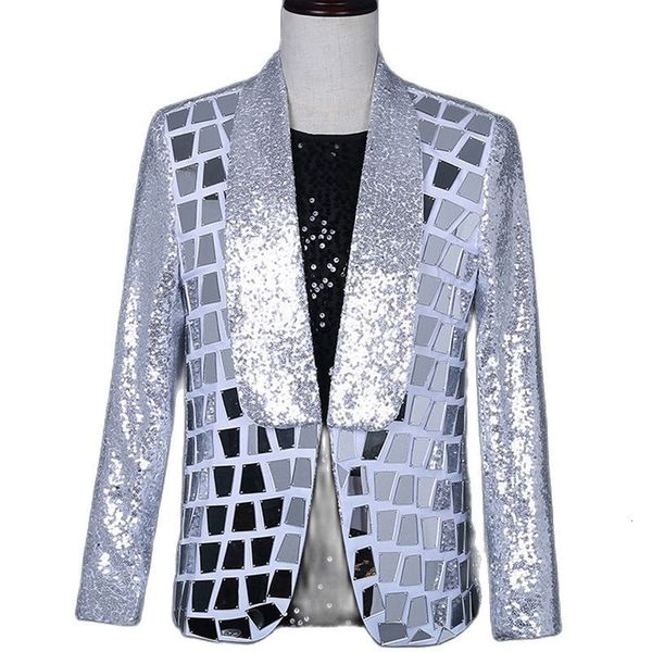 men's suits blazers silver sequin blazer men brand shawl collar single button mens suit jacket shiny plaid sequins party dance stage co, White;black
men's suits blazers silver sequin blazer men brand shawl collar single button mens suit jacket shiny plaid sequins party dance stage co, White;black
