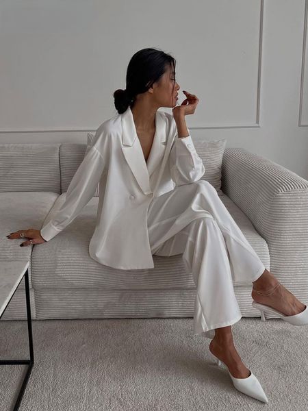 women's tracksuits bornladies elegant long sleeve blazer women's sets fashion brown high waist pants set lady casual loose satin w, Gray
women's tracksuits bornladies elegant long sleeve blazer women's sets fashion brown high waist pants set lady casual loose satin w, Gray