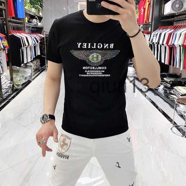 men's t-shirts 2022 summer men's t-shirts fashion letter printing diamonds design short sleeve mercerized cotton round neck half s, White;black