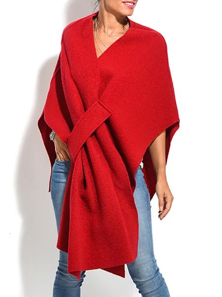 women's wool blends elegant women irregular cloak vintage batwing sleeve v neck loose casual coats female solid pullovers autumn winter, Black
women's wool blends elegant women irregular cloak vintage batwing sleeve v neck loose casual coats female solid pullovers autumn winter, Black