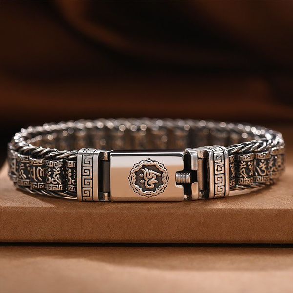 bangle retro style men bracelet simple and generous silver woven sixcharacter mantra 925silver chain jewelry 230801, Black
bangle retro style men bracelet simple and generous silver woven sixcharacter mantra 925silver chain jewelry 230801, Black