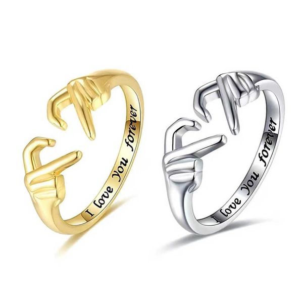 korean fashion stainless steel rings heart with hands finger adjustable opening for women jewelry man accessories, Silver
korean fashion stainless steel rings heart with hands finger adjustable opening for women jewelry man accessories, Silver