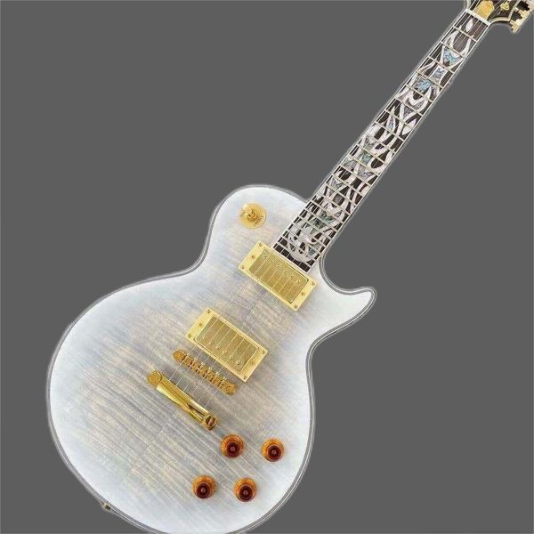 mahogany fingerboard lp electric guitar, 6-string flame mosaic, transparent white, new
mahogany fingerboard lp electric guitar, 6-string flame mosaic, transparent white, new