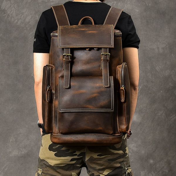day packs vintage crazy horse genuine leather backpack men bagpack climbing rucksack male large hiking m814 230731
day packs vintage crazy horse genuine leather backpack men bagpack climbing rucksack male large hiking m814 230731
