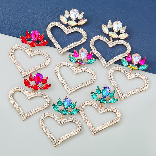 women fashion colorful rhinestone heart pendant dangle earrings girls' birthday party collection earrings accessories, Silver
women fashion colorful rhinestone heart pendant dangle earrings girls' birthday party collection earrings accessories, Silver