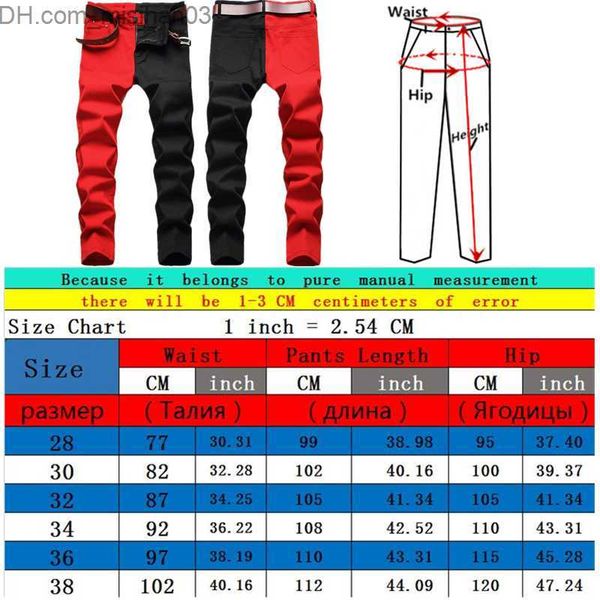 men's pants two colors are spliced into jeans men's fashion casual men's jeans and shorts red green and yellow denim pants 28, Black
men's pants two colors are spliced into jeans men's fashion casual men's jeans and shorts red green and yellow denim pants 28, Black