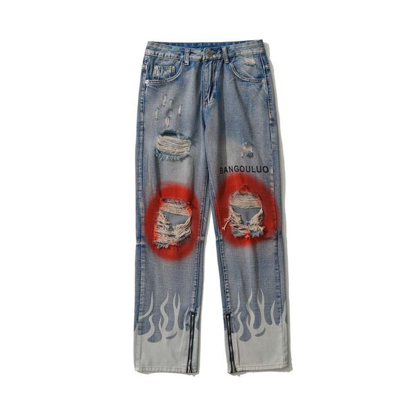 hipster spray paint ripped jeans men hiphop hiphop pant leg flame straight leg nine pants, Blue
hipster spray paint ripped jeans men hiphop hiphop pant leg flame straight leg nine pants, Blue