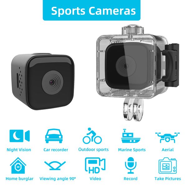 Image of Sports Action Video Cameras SQ28 Mini Camera 1080P FHD Outdoor Waterproof Small Recorder Diving Cycling 30M Supporting 256G 230731