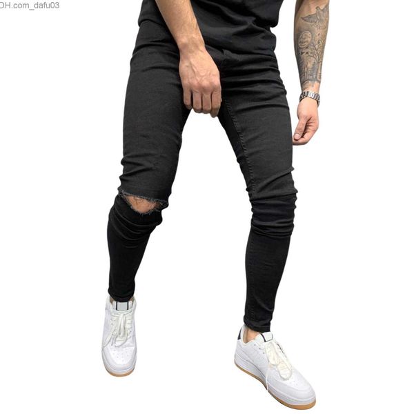 men's jeans knee hole ripped jeans men skinny black high street style elasticity slim frayed casual men pants trousers biker jeans z230, Blue
men's jeans knee hole ripped jeans men skinny black high street style elasticity slim frayed casual men pants trousers biker jeans z230, Blue