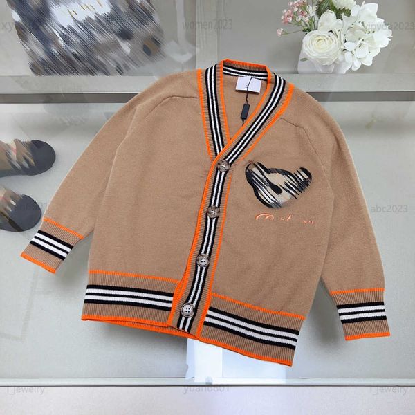 2023 designer kids cardigan chest animal head portrait baby sweater size 100-160 cm multi color striped edging long sleeved jacket, Blue
2023 designer kids cardigan chest animal head portrait baby sweater size 100-160 cm multi color striped edging long sleeved jacket, Blue