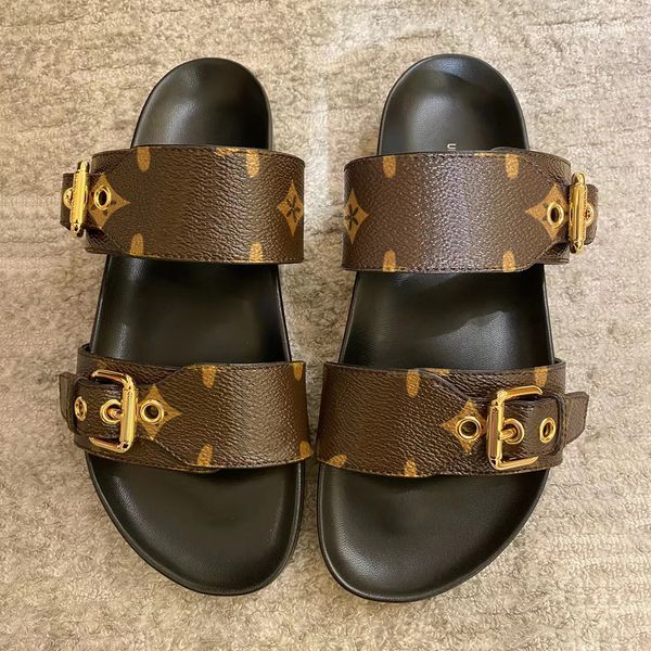 fashion 4 colors sandals slides beach classic brown flower bom dia slippers genuine leather sandal summer women designer shoes hasp slipper, Black
fashion 4 colors sandals slides beach classic brown flower bom dia slippers genuine leather sandal summer women designer shoes hasp slipper, Black
