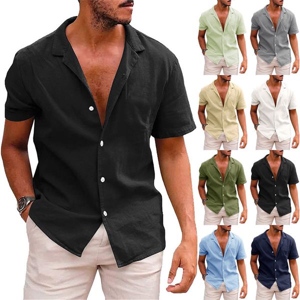 men's polos cotton linen men's shortsleeved shirts summer solid color turndown collar casual beach style plus size 230801, White;black
men's polos cotton linen men's shortsleeved shirts summer solid color turndown collar casual beach style plus size 230801, White;black