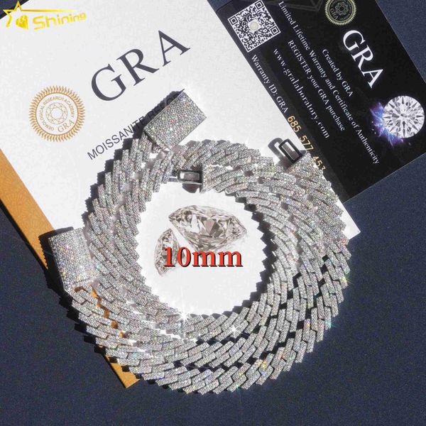 fine jewelry pass diamond tester in stock 10mm two rows hip hop men necklace vvs moissanite diamond cuban link chain, Silver
fine jewelry pass diamond tester in stock 10mm two rows hip hop men necklace vvs moissanite diamond cuban link chain, Silver