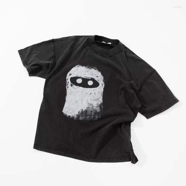 t men's shirts doll graffiti washed vintage cotton short sleeve tees y2k summer, White;black
t men's shirts doll graffiti washed vintage cotton short sleeve tees y2k summer, White;black